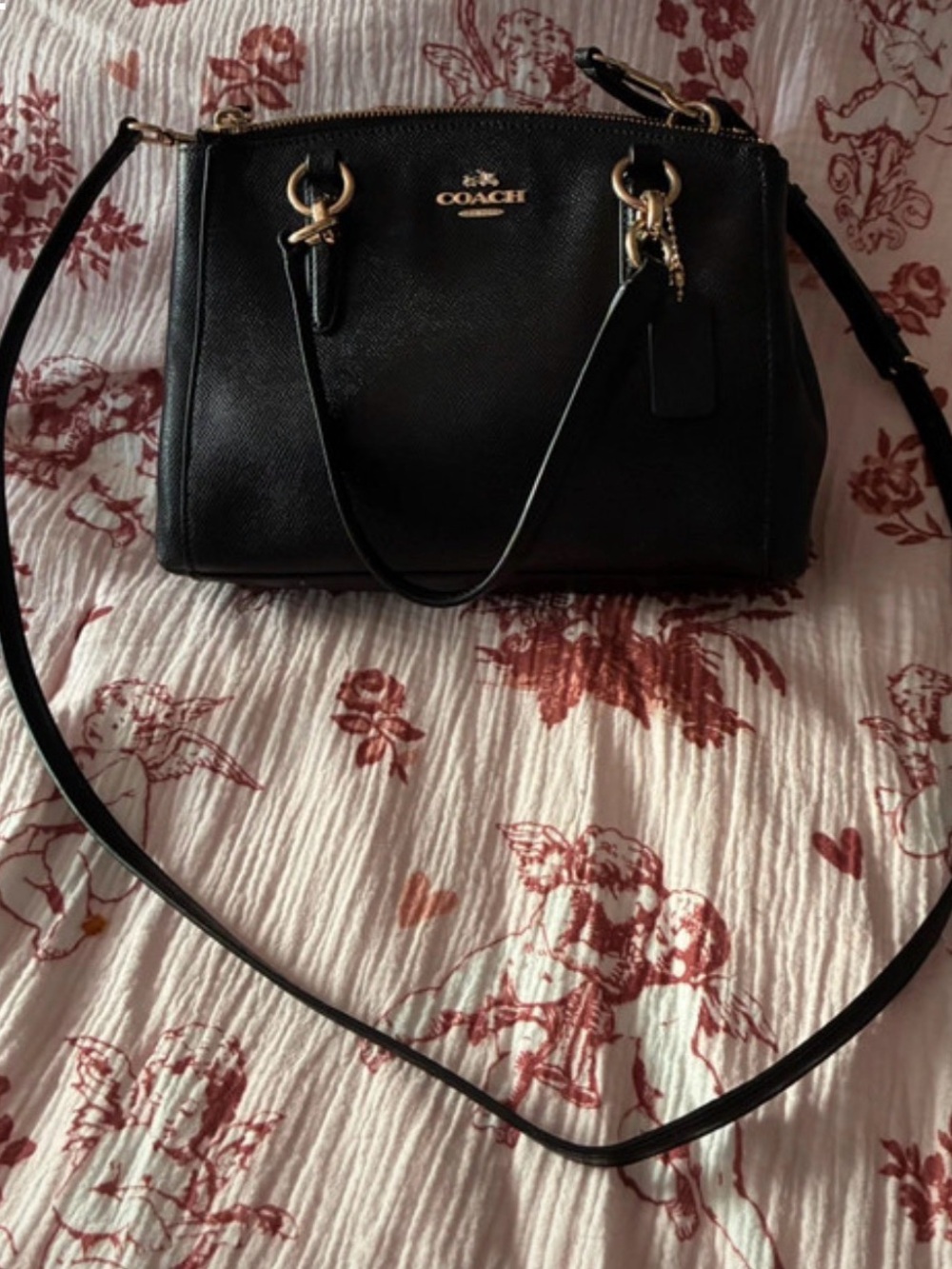 Coach Black Leather Satchel with Gold Hardware